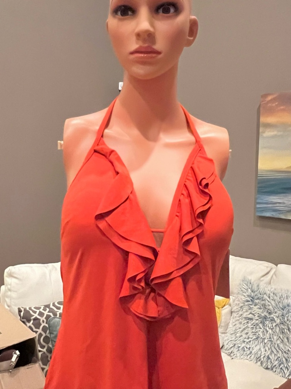 Michael Kors Coral Ruffle Halter Camisole
